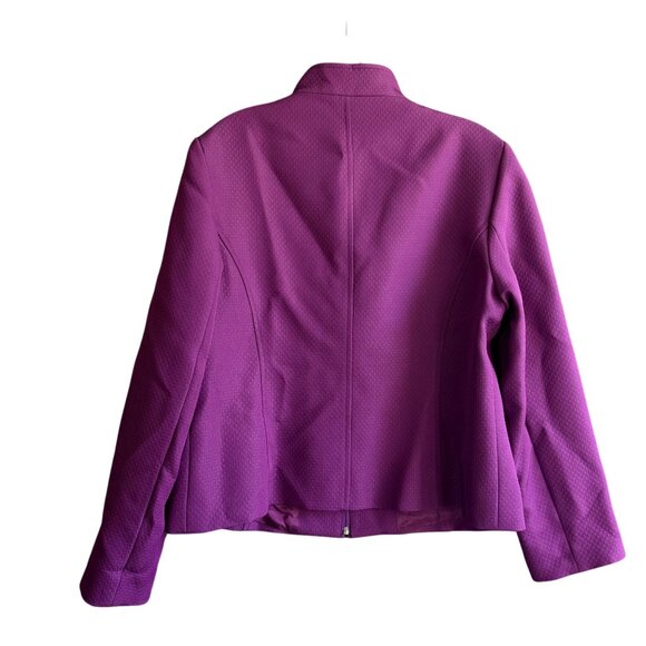 Louben Mock Neck Full Zip Jacket Women's 12 Purple Long Sleeve Modern Chic - Picture 9 of 10